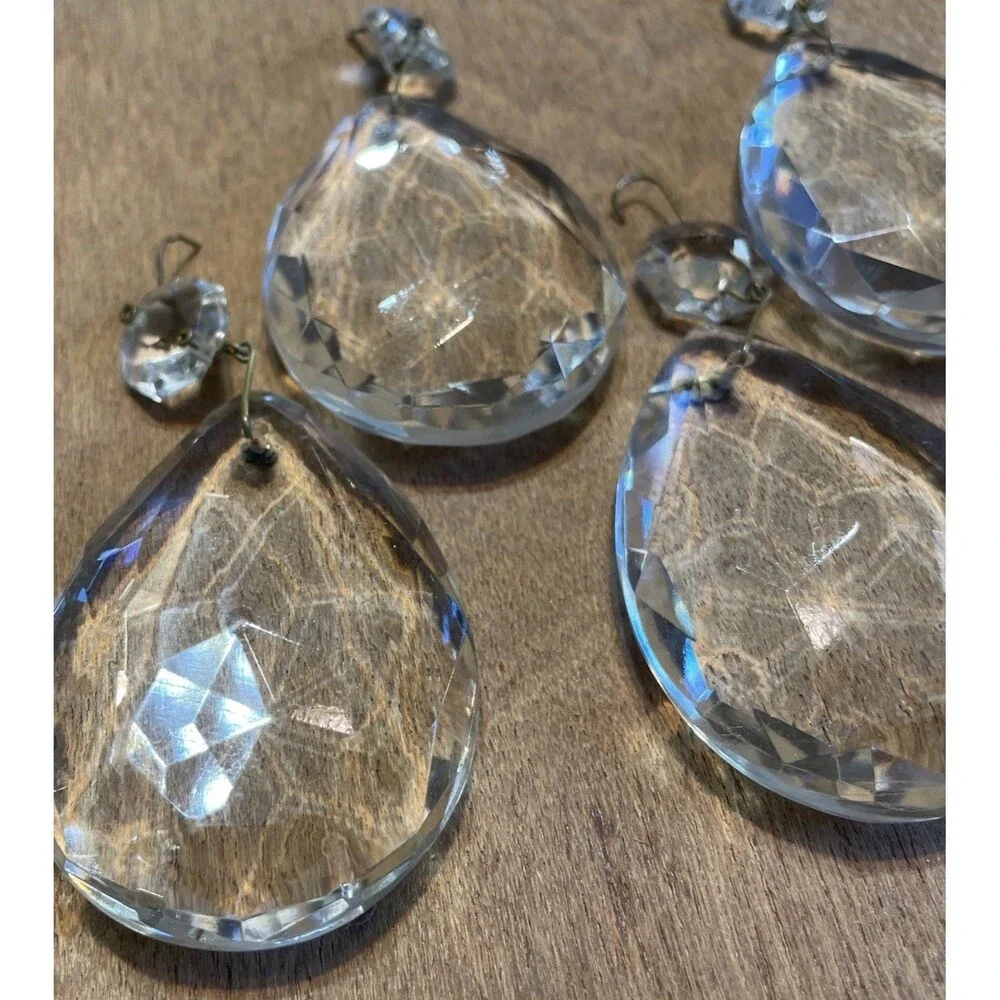 6 Antique Crystal Prisms for Chandelier 2.5” Vintage Clear Faceted Drops - Picture 1 of 10